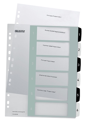 Leitz Registro stampabile PP A4+ 1-6 bianco/nero