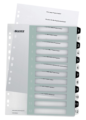 Leitz Registro stampabile PP A4+ 1-12 bianco/nero