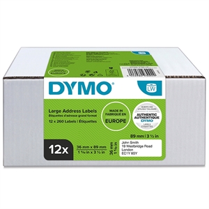 Dymo LabelWriter 36 mm x 89 mm etichette standard per indirizzi, pacchetto da 12