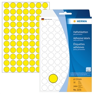 HERMA etichetta manuale ø13 gialla mm, 2464 pezzi.