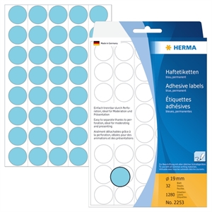 HERMA etichetta manuale ø19 blu mm, 1280 pezzi.