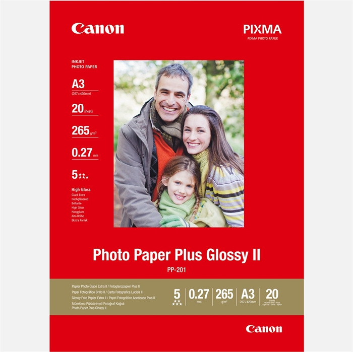 Canon PP-201 Photo Paper Plus II 265g/m² - A3, 20 fogli 