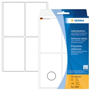 HERMA etichette manuali 52 x 82 mm, bianche, confezione da 128 pezzi.