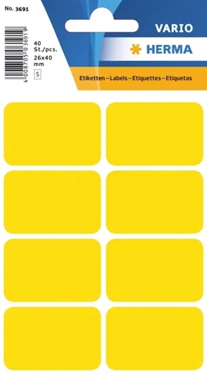 HERMA etichette manuali 26 x 40 mm giallo, confezione da 40 pezzi.