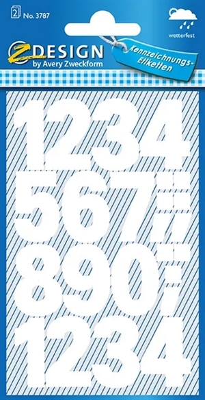 Etichetta manuale Avery, numeri da 0 a 9, 25 mm, bianca, confezione da 48 pezzi.