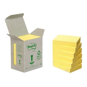 3M Post-it Notes 38 x 51 mm, giallo riciclato - confezione da 6