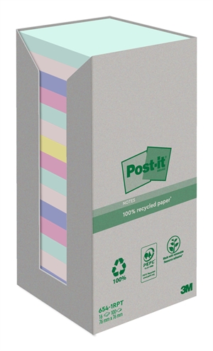 3M Post-it Riciclati colori assortiti 76 x 76 mm, 100 fogli - Confezione da 16