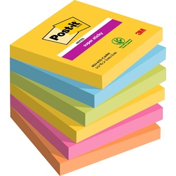 3M Post-it notes super sticky Carnival 76 x 76 mm, - 90 fogli - confezione da 6