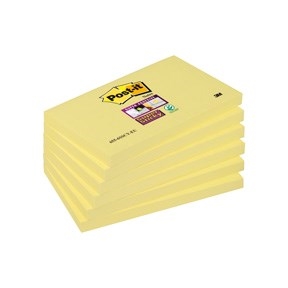 3M Post-it notes super sticky 76 x 127 mm, yellow - Confezione da 6