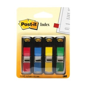 3M Indicizzatori Post-it 11,9 x 43,1 mm, colori assortiti - confezione da 4