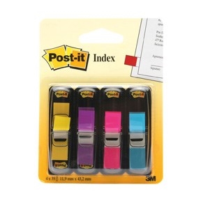 3M Post-it Indici tab 11,9 x 43,1 mm, assortiti neon - 4 confezioni