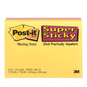 3M Note Post-it super adesive 149 x 200 Meeting ass. colori - pacchetto da 4