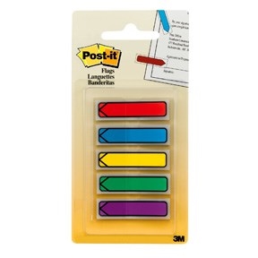 3M Indice Post-it, 11,9 x 43,1 mm, colori assortiti con forma di "freccia" - confezione da 5