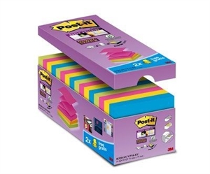 3M Post-it Z-Notes 76 x 76 mm, Super Sticky V-Pack - confezione da 16 pacchetti.