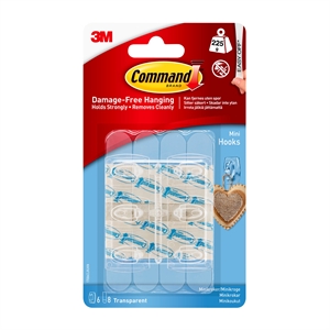 3M Command ganci trasparenti mini con strisce trasparenti 170