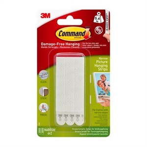 3M Command strisce piccole per appendere quadri, bianche, 4 x 2 strisce.