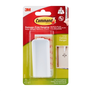 3M Command grande supporto per tela, bianco, 1 supporto + 2 strisce, 1,3