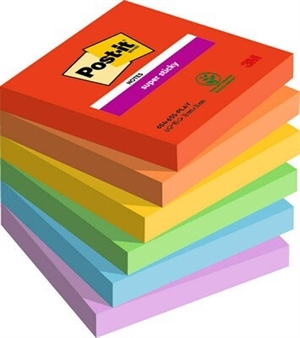 3M Post-it notes super sticky 76 x 76 mm, Playful - 6 confezioni