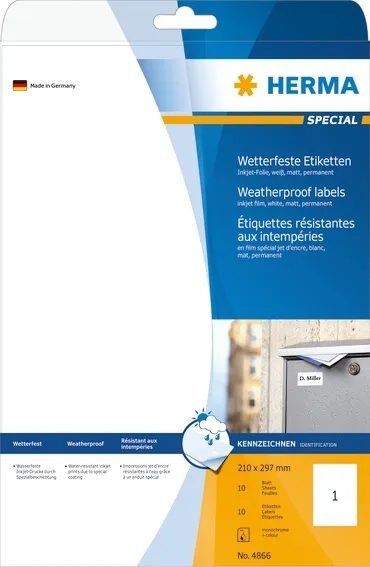 HERMA etichetta extra resistente alle intemperie 210 x 297 mm, 10 pezzi.