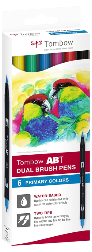 Tombow Marker ABT Dual Brush 6C-1 Basic carton (6)