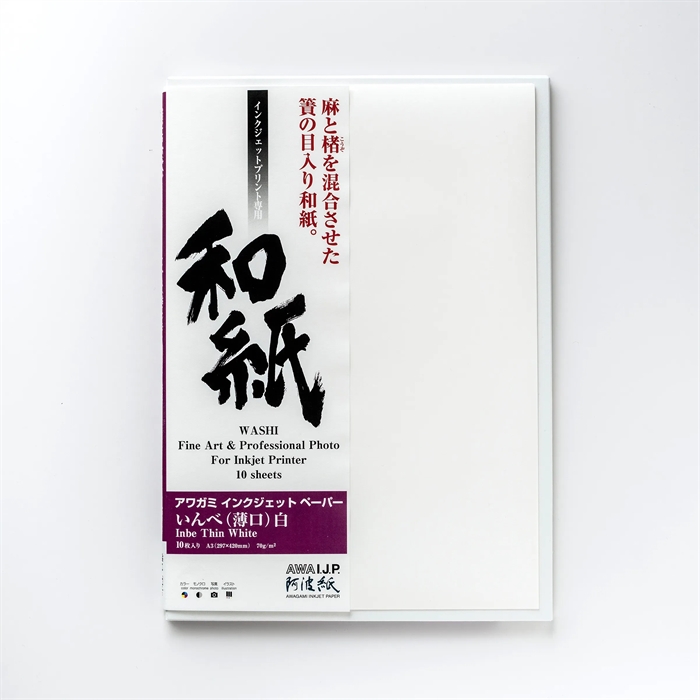 Awagami Inbe Thin White - 70 g/m², A3+ 10 fogli