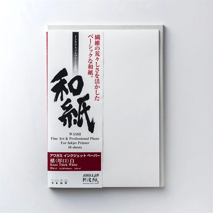 Awagami Kozo Thick White - 110 g/m², A4 20 fogli