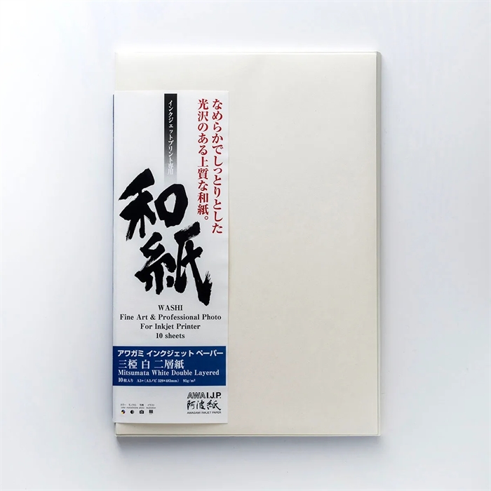 Awagami Mitsumata Bianco a Doppio Strato - 95 g/m², A4 20 fogli