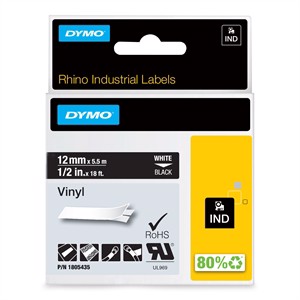 Tape Rhino 12mm x 5,5m in vinile Bianco/Nero
