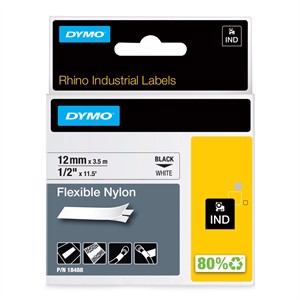 Nastro Rhino 12mm x 3,5m nero/bianco flessibile in nylon