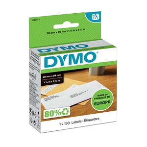 Etichette Dymo LabelWriter 28 x 89 mm, confezione da 1 x 130 pezzi.