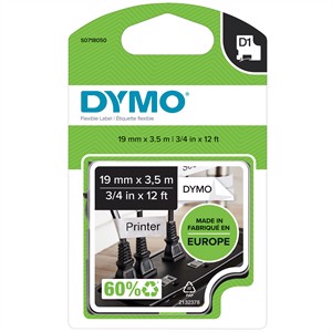 Nastro D1 19mm x 2,5m in nylon permanente nero/bianco