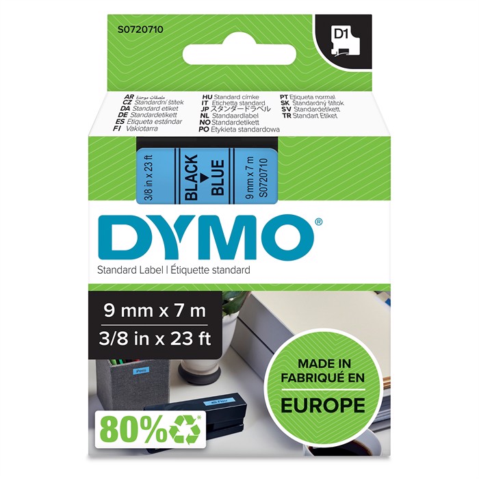 Tape D1 9mm x 7m nero/blu