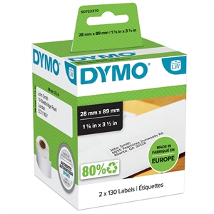 Dymo Label Addressing 28 x 89 perm bianco, 130 etichette su entrambi i 2 rotoli stk.
