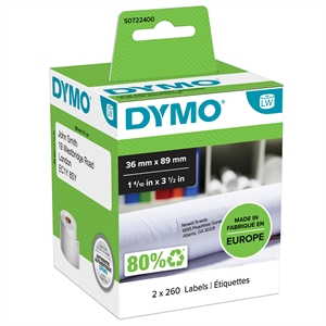 Dymo Label Addressing 36 x 89 permanente bianche (2 x 260 pezzi).
