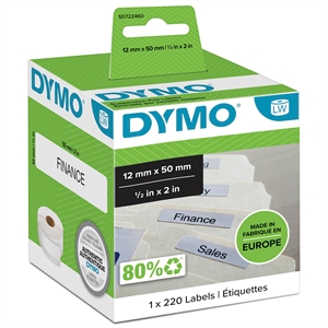Dymo Etichetta per cartelle sospese 12 x 50 bianco permanente mm, 220 pz.