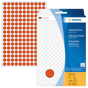 HERMA etichetta manuale ø8 mm rossa, 5632 pezzi.