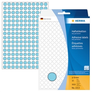 HERMA etichetta manuale ø8 blu mm, 5632 pezzi.