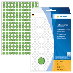 HERMA etichetta manuale ø8 verde mm, 5632 pezzi.