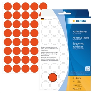 HERMA etichetta manuale ø19 rossa mm, 1280 pezzi.