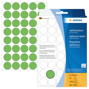 HERMA etichetta manuale ø19 verde mm, 1280 pezzi.