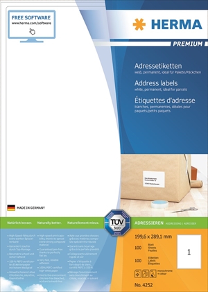 HERMA etichette Premium A4 100 199,6 x 289,1 mm, 100 pz.