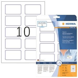 HERMA etichette adesive per nome/tessuto rimovibili 80 x 50 mm, blu, confezione da 200 pezzi.