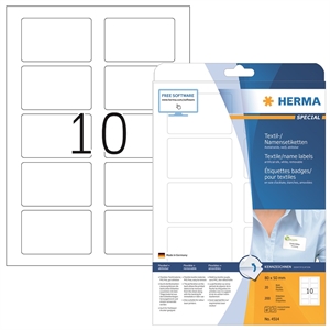 HERMA etichette per nome/tessuto removibili, 80 x 50 mm, bianche, 200 pezzi.