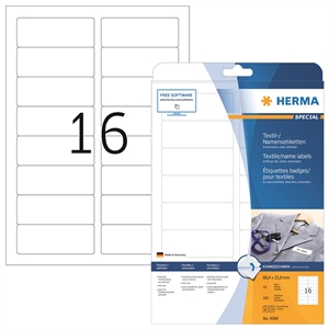 HERMA etichette nome/tessuto rimovibili 88,9 x 33,8 mm bianco, 160 pezzi.