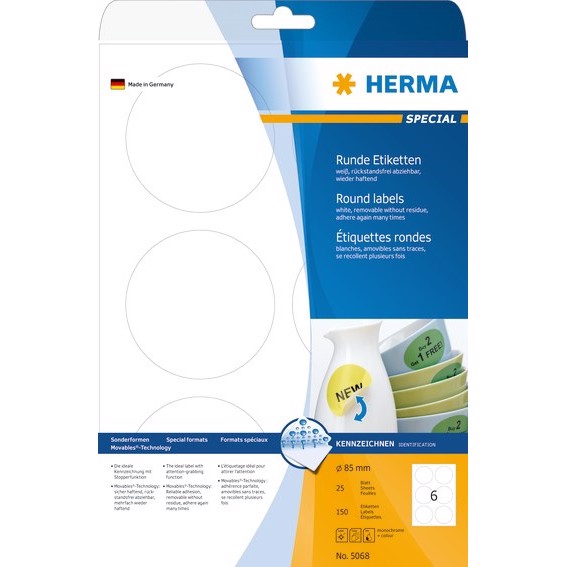 HERMA etichetta rimovibile ø85 mm, 150 pezzi.