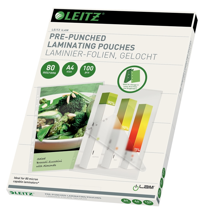 Leitz Tasca per Laminazione forata 80my A4 (100)