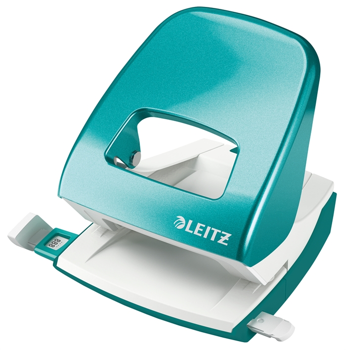 Leitz Hulapparat 5008 WOW, perforatrice a 2 fori per 30 fogli, blu ghiaccio