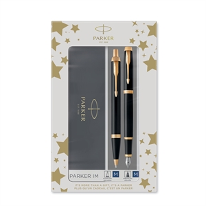 Parker Duoset IM GT penna a sfera+penna stilografica nero/oro