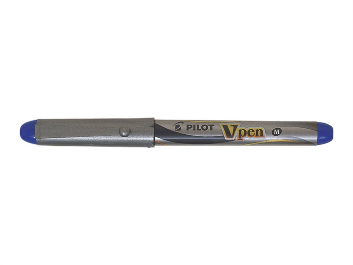Penna stilografica Pilot V-Pen Silver con cappuccio blu