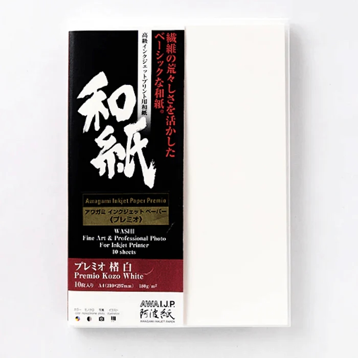 Awagami Premio Kozo White - 180 g/m², A2 10 fogli